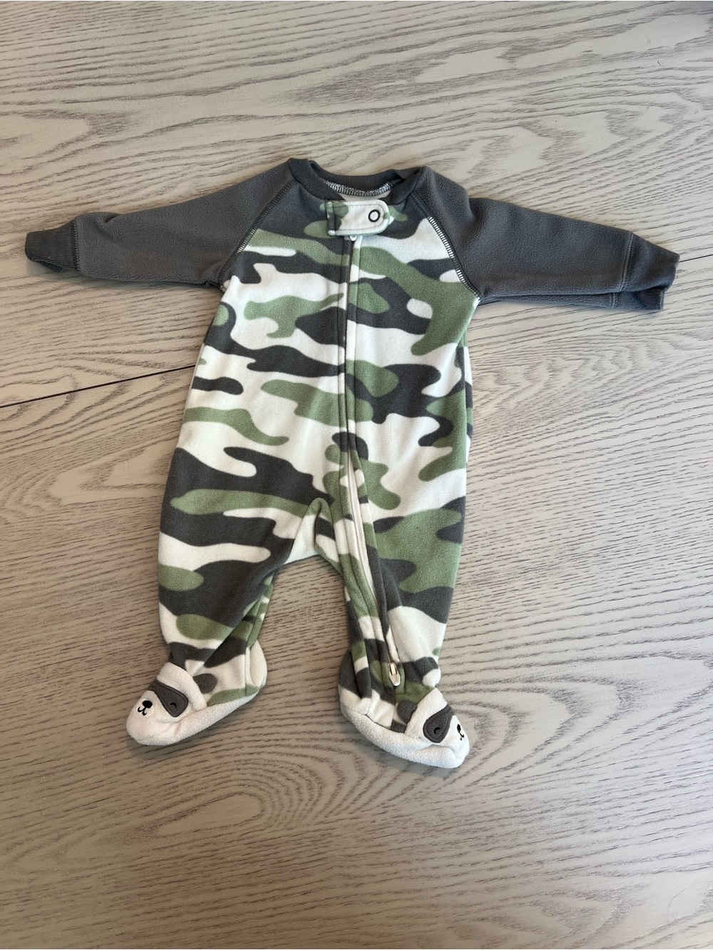 Carter's Green and White Camouflage Footed One-Piece (NEWBORN)